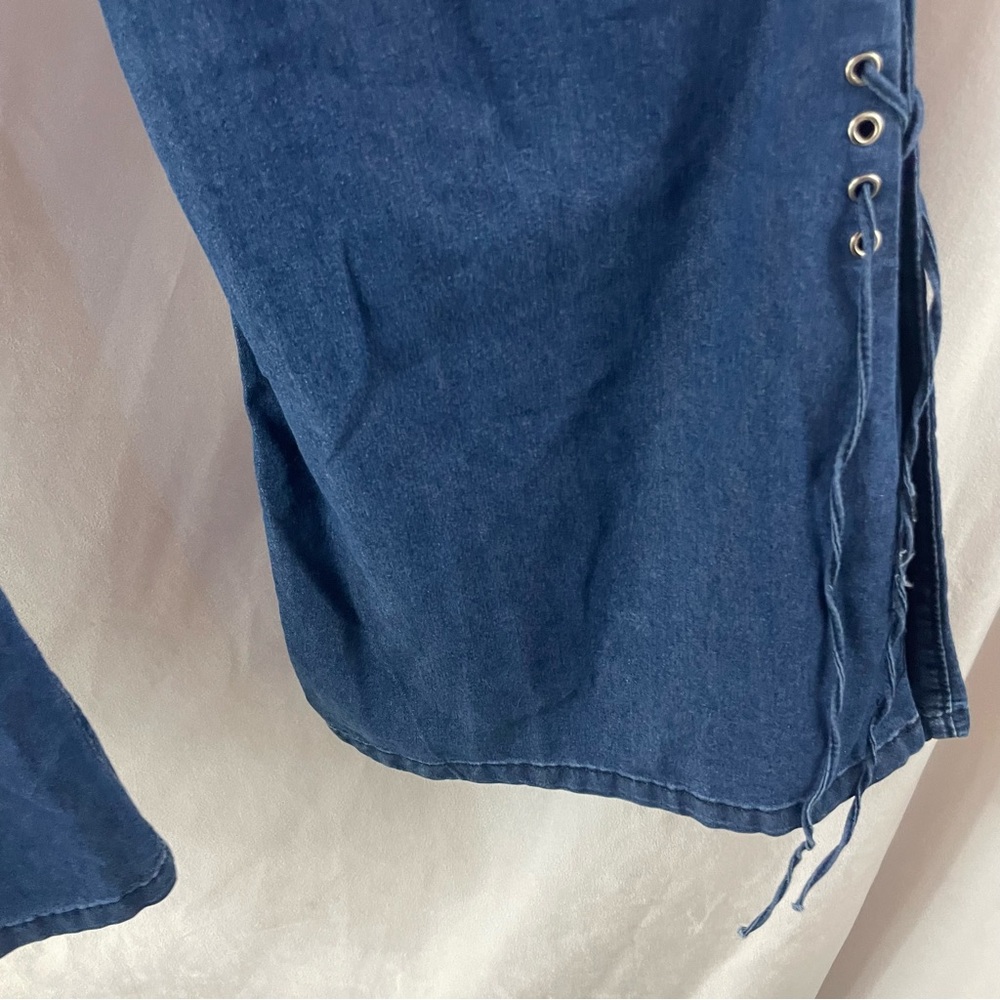 Flare Gromet Lace up Jeans - Picture 2 of 10
